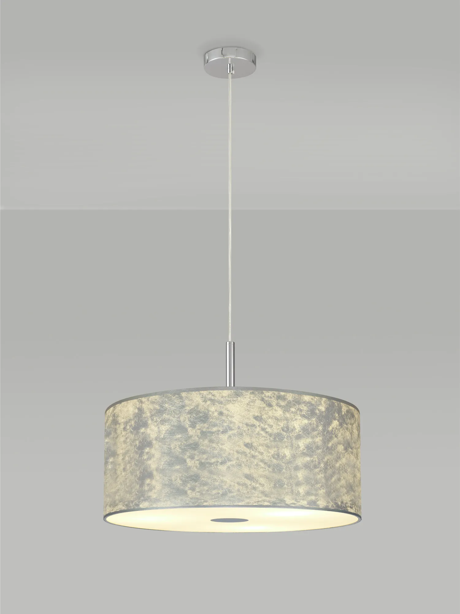 Baymont 50cm 5 Light Pendant Polished Chrome, Silver Leaf, Frosted Diffuser DK0820  Deco Baymont CH SL